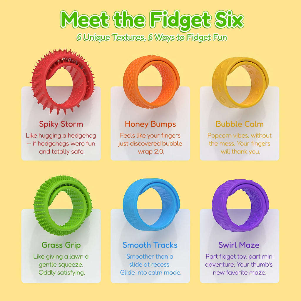 Sensory Slap Bracelet Fidget Toys (6-Pack) – Wearable Stress Relief for Kids & Teens