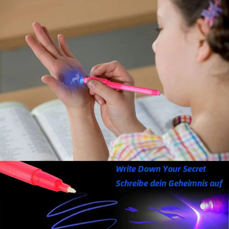 Invisible Ink Spy Pen with UV Light – Secret Message Writing Toy (1 or 4 Pack)