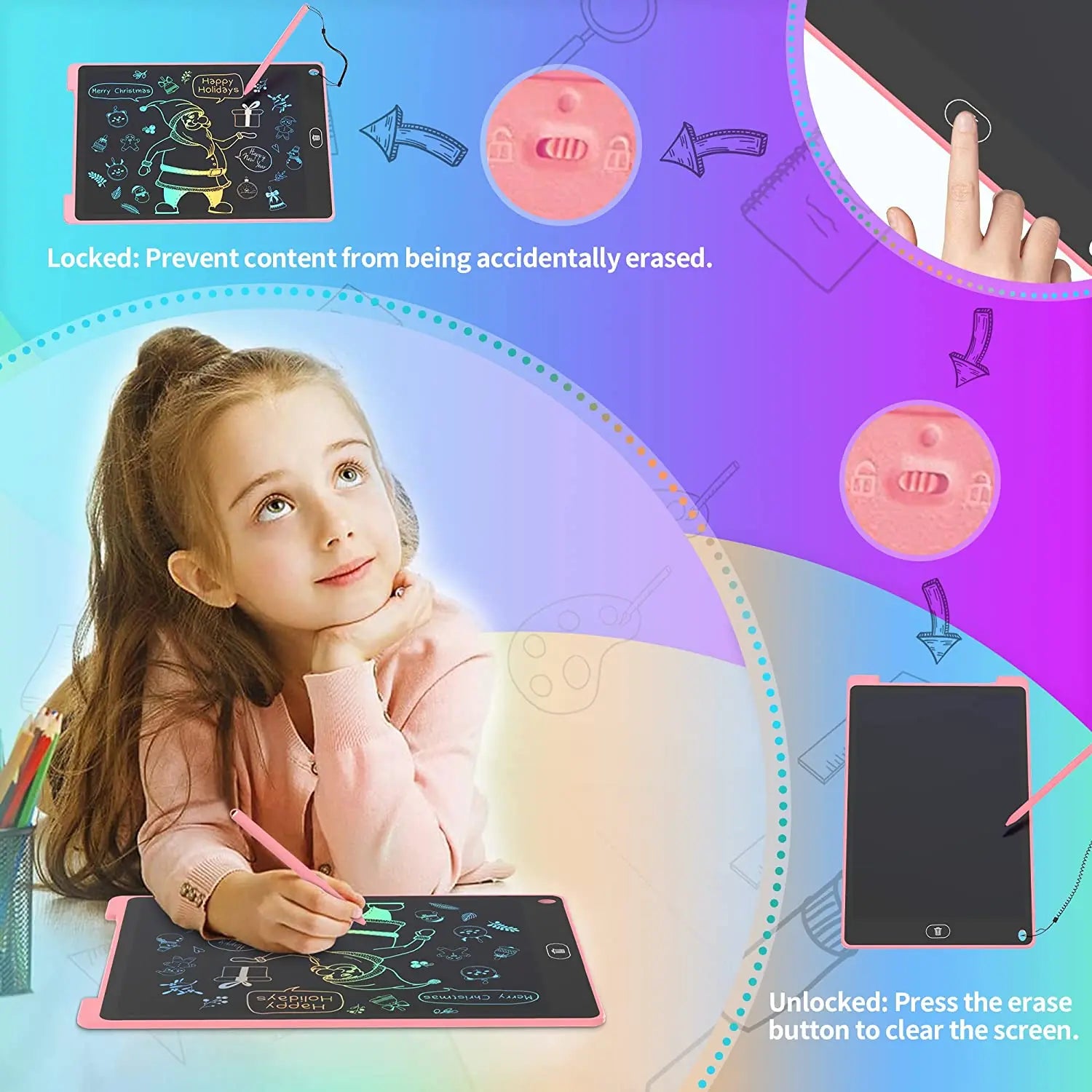 LCD Writing Tablet for Kids – 10” or 12” Reusable Drawing & Handwriting Board