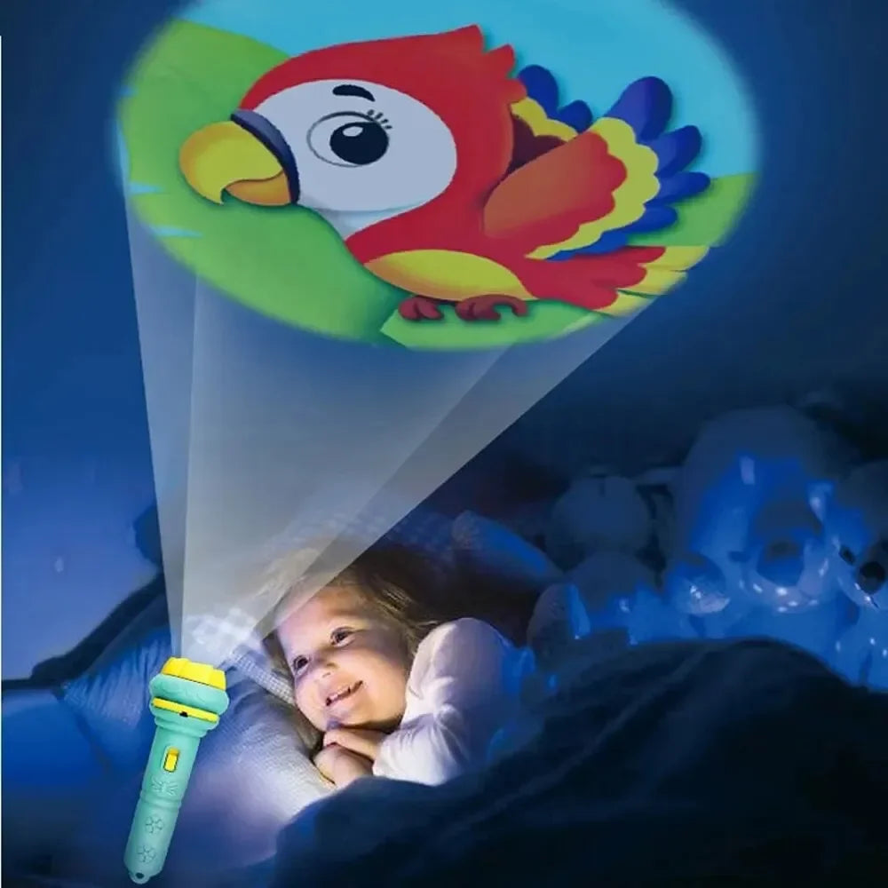 Kids Cartoon Projection Flashlight – 10 Cards with 80 Patterns