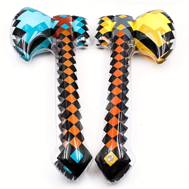 Pixel-Style Inflatable Swords – Gemstone & Gold Design for Kids