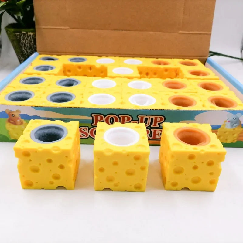 Pop-Up Mouse & Cheese Block – Squeeze Fidget Toy for Kids & Adults