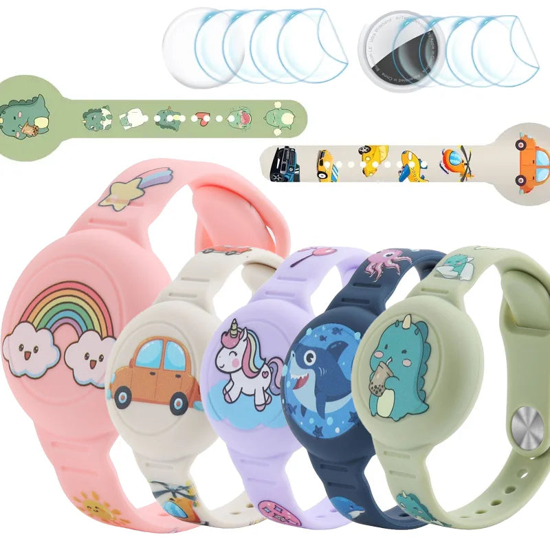 AirTag Bracelet & Necklace for Kids – Cute Cartoon Design, Secure & Comfortable Tracker Holder