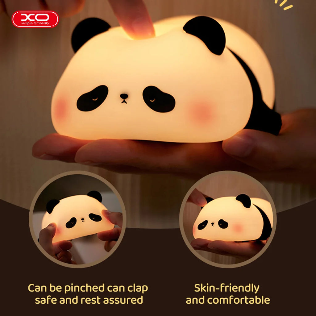Mini Panda LED Night Light – Rechargeable Silicone Bedside Lamp for Kids & Babies
