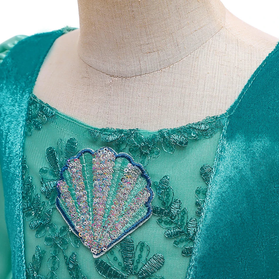 Girls’ Mermaid Princess Dress – Ariel-Inspired Costume Gown for Parties & Cosplay