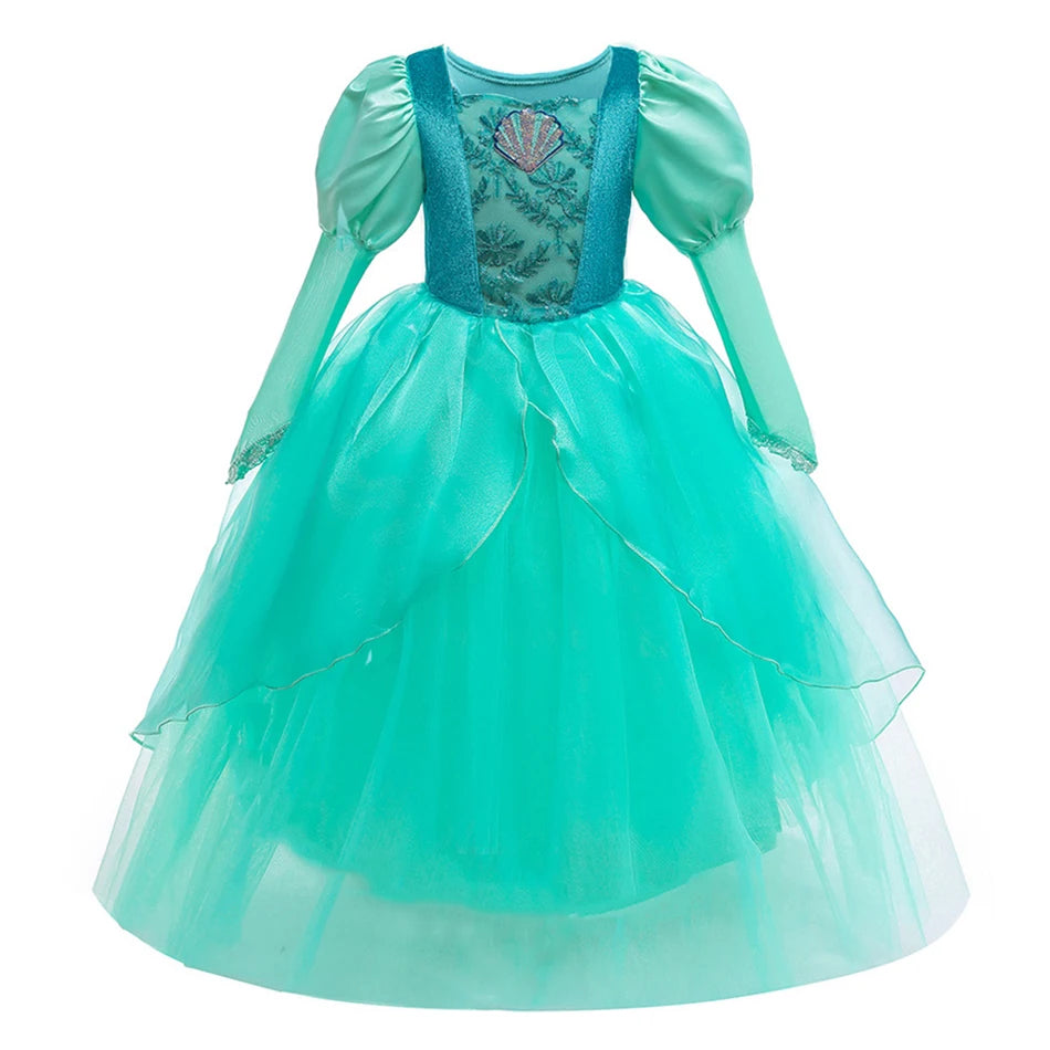 Girls’ Mermaid Princess Dress – Ariel-Inspired Costume Gown for Parties & Cosplay