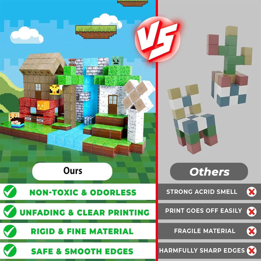 Magnetic Blocks – Mine World Edition Construction Cubes for Kids