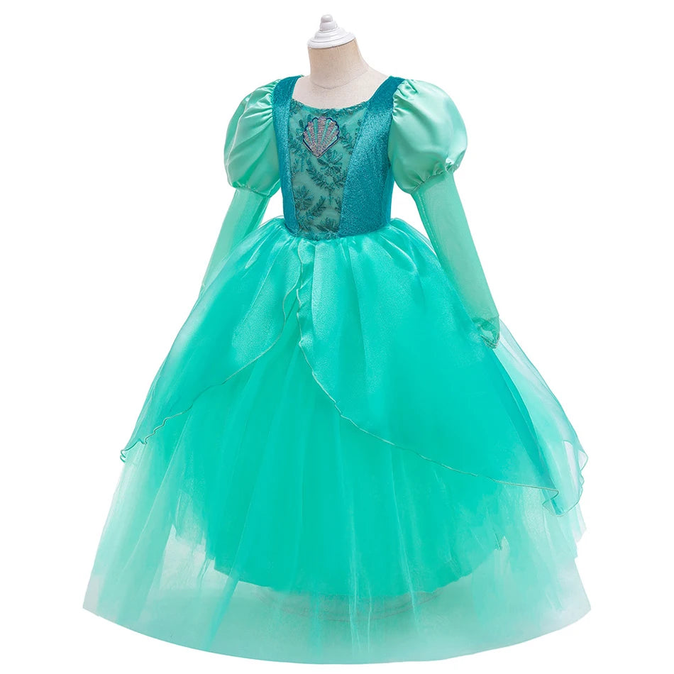 Girls’ Mermaid Princess Dress – Ariel-Inspired Costume Gown for Parties & Cosplay