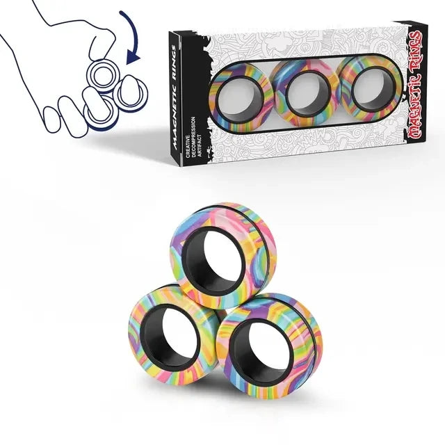 Magnetic Fidget Rings Set (3-Pack) – Stress Relief Toy for Kids, Teens & Adults