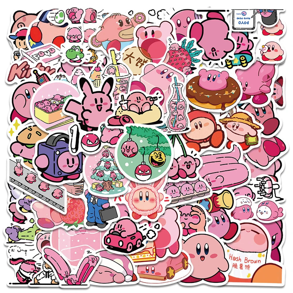 65-Piece Kirby Cartoon Sticker Pack – Kawaii Anime Decals for Kids & Collectors