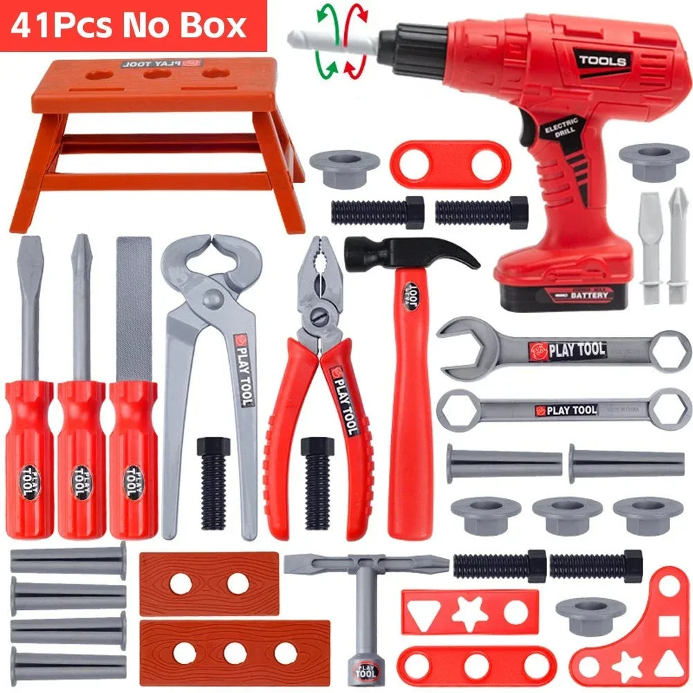 Kids Pretend Tool Kit – 38/41 Piece Construction Play Set with Optional Electric Drill